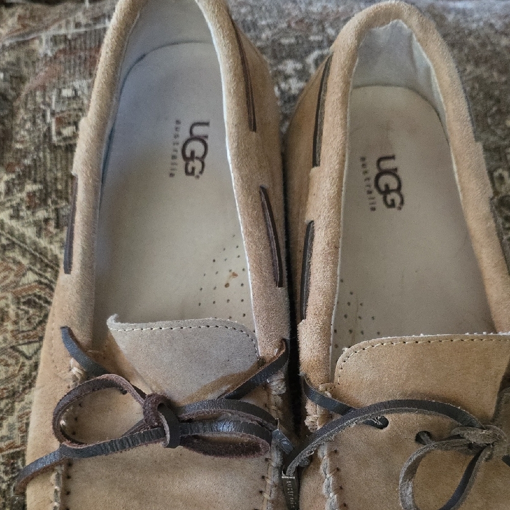 UGG Beige Suede Loafers with Bow